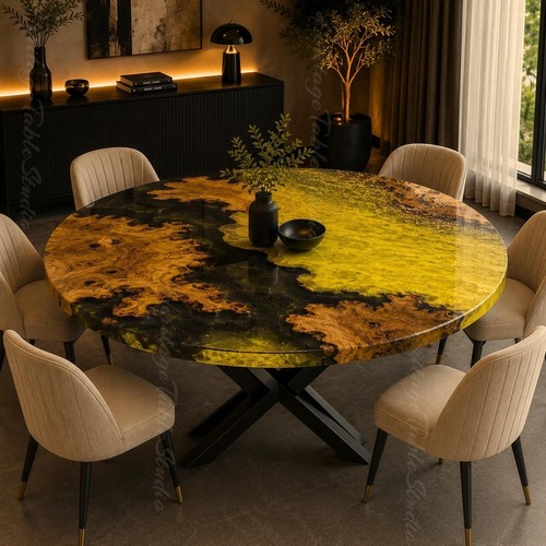 Round epoxy river table - 12",