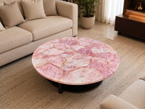 Pink quartz table - quartz, table,