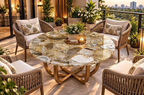 Round agate tabletop - round,