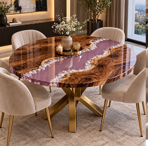 Handmade epoxy resin table - 15",
