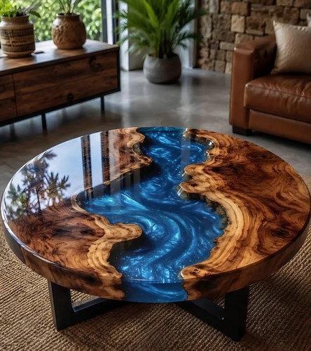 Round epoxy resin tabletop - round,