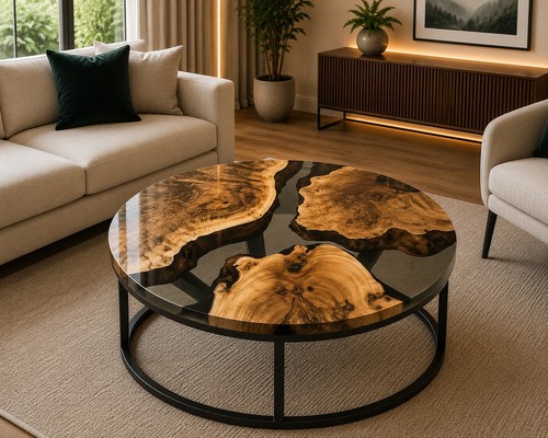 Clear epoxy resin tabletop - clear,