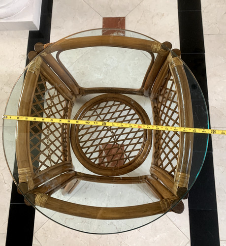 Vtg round glass table top - glass,