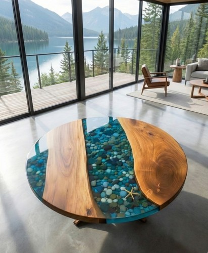 Clear epoxy resin tabletop - epoxy,