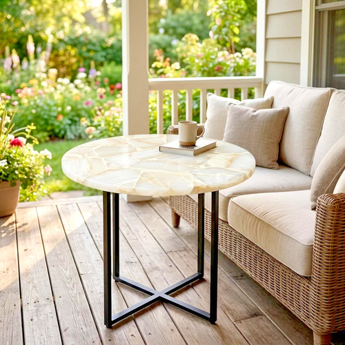Share white onyx round coffee - onyx,
