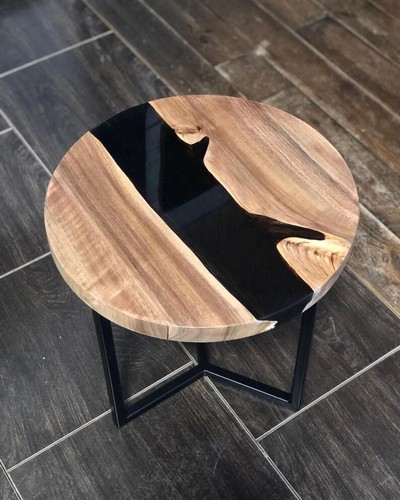 Round epoxy resin table - 15",