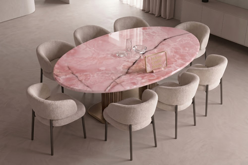 Premium pink onyx marble oval - pink,
