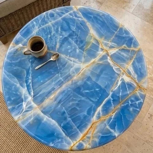 Blue onyx round coffee - blue,