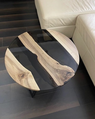 Round epoxy resin table - epoxy,