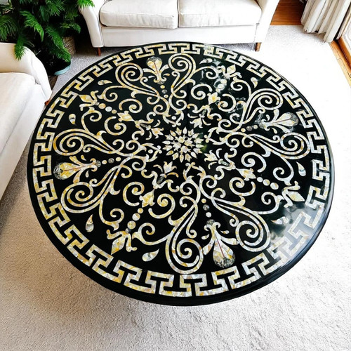 Marble mop inlay table top - table,