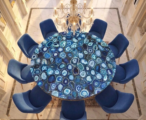 Blue agate table - agate, |