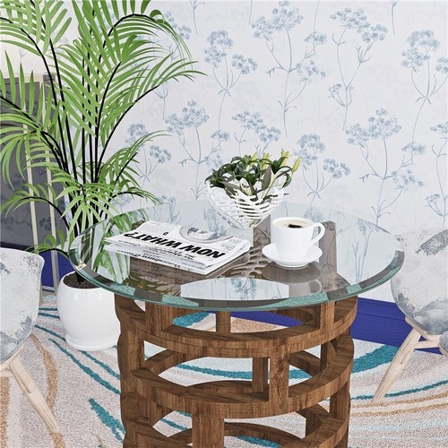 Clear round glass table - glass,